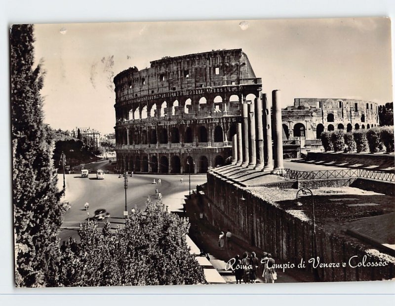 Postcard Temple of Venus and Colosseum, Rome, Italy