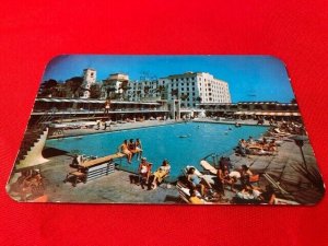 1953 postcard HOLLYWOOD BEACH HOTEL FL pool & cabana, pub Hannau, to Wm Parrish