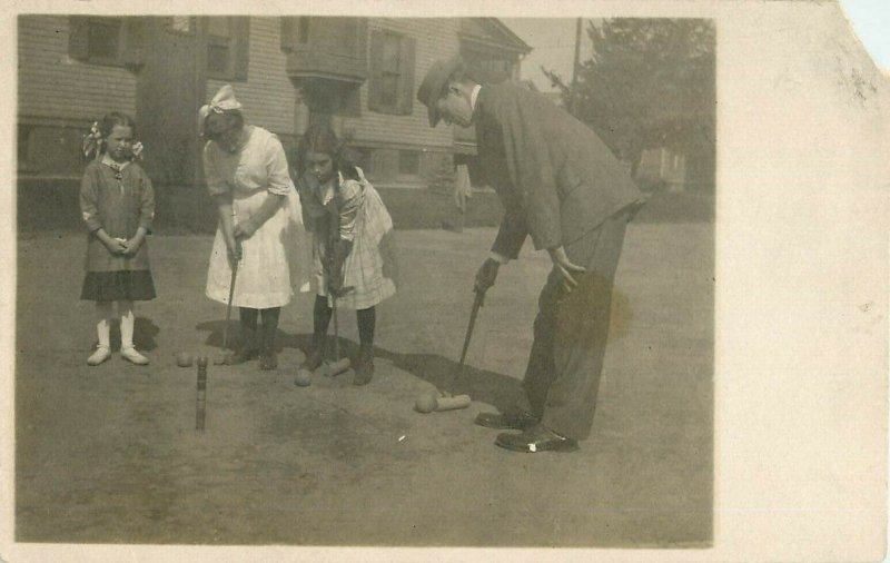 Vintage Postcard RPPC Family Croquette