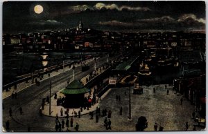 Turkey - Constantinople Moonlight View Square Street View Buildings Postcard