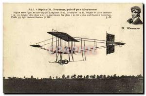 Old Postcard The Farman biplane pilot by Weymann