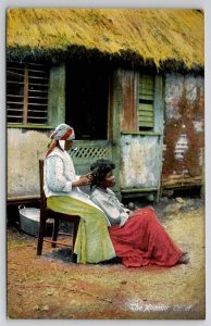 Jamaica The Morning Toilet Woman With Pipe Coming Ladies Hair Postcard B46