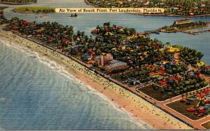 Florida Fort Lauderdale Aerial View Of Beach Front 1943