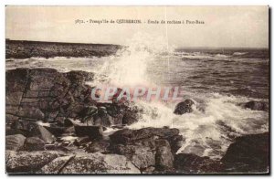 Old Postcard Presquile de Quiberon study rocks at Port Bara