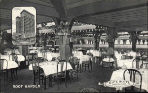 Houston Texas TX Rice Hotel Roof Garden c1910 Vintage Postcard