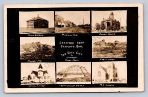 J89/ Glendive Montana RPPC Postcard c1910 8View School Court House 313