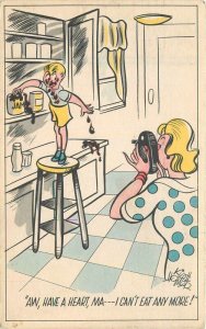 1940s Mom camera naughty Child Comic Humor artist impression Postcard 22-6831