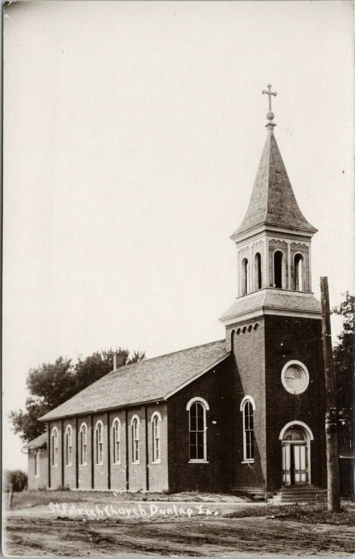 Dunlap IA St. Patrick's Catholic Church Unused Real Photo Postcard H17