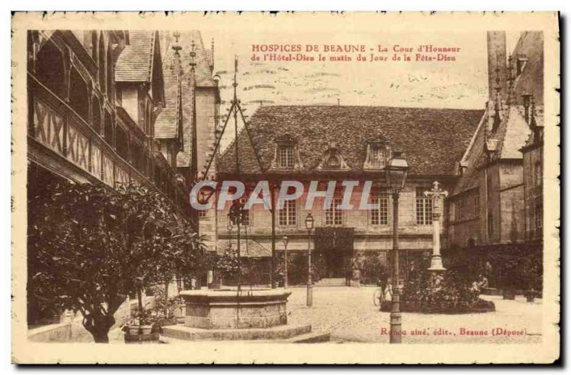 Old Postcard Hospices De Beaune The Court & # 39Honneur of God & # 39Hotel am...