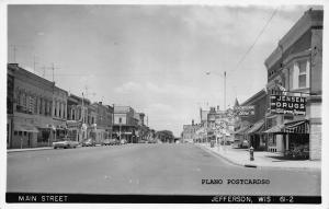 JEFFERSON, WISCONSIN MAIN STREET RPPC REAL PHOTO POSTCARD