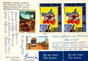 VINTAGE CONTINENTAL SIZE POSTCARD LIONESS PENDJARI NATIONAL PARK BENIN