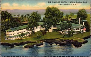 Vtg Hawaii HI Naniloa Hotel Hilo's Garden Hotel TH 1940s Linen Old View Postcard