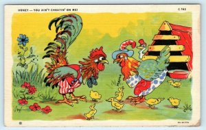 2 Postcards RAY WALTERS Rural Comics Better Not KICK MY __ & Chickens 1940s