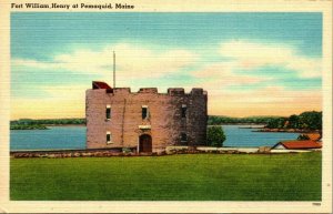 Fort William Henry at Pemaquid Maine ME UNP Linen Postcard