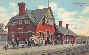 Pere Maquette MI Railroad Station Train Depot Postcard