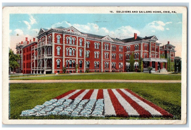 1923 Soldiers And Sailors Home Building Erie Pennsylvania PA Vintage Postcard