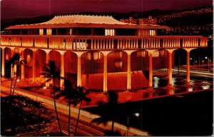 Hawaii HI State Capitol Illuminated Night Scene View VTG Postcard UNP Unused 