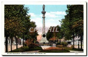 usa Old Postcard Wildey Monument North Broadway Baltimore MD