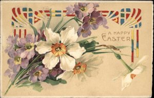 Easter Flowers Hold to Light HTL Die-Cut c1910 Vintage Postcard