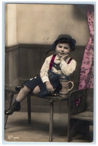 c1910's Cute Little Boy Beersten Germany RPPC Photo Posted Antique Postcard