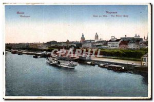 Mainz Old Postcard dock Rhine