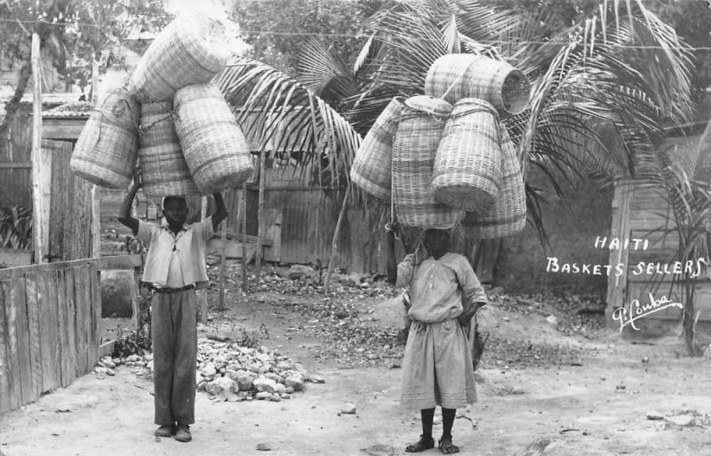 Haiti Basket Sellers Merchant Natives Real Photo Antique Postcard K105045