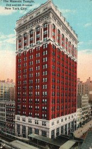 Masonic Temple 23Rd & 6Th Avenue Building New York City NY Vintage Postcard