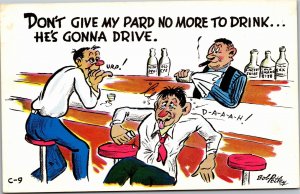 Petley comic bar drunks Don't give my pard no more to drink hes gonna drive