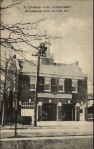 Riverhead Long Island NY Fire Station Old Postcard