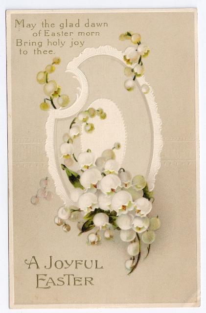 Embossed Easter Postcard Egg Lily of the Valley IAP c 1910 Printed in Germany