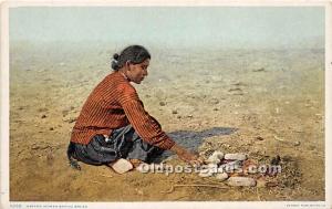 Navaho Woman Baking Bread Indian Unused 