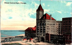 USA Chicago Illinois Central Depot Vintage Postcard 09.61