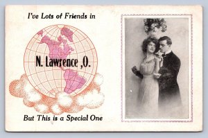 K3/ North Lawrence Ohio Postcard c1910 Globe Lots Of Friends Greetings 328