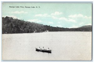 c1910 Oquaga Lake View Canoeing Boat Oquaga Lake New York NY Vintage Postcard 