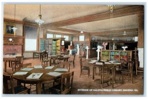 c1910's Interior Of Galena Public Library Scene Galena Illinois IL Postcard