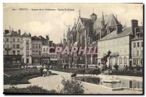 Postcard Old Square of Troyes Prefecture Church St Urbain