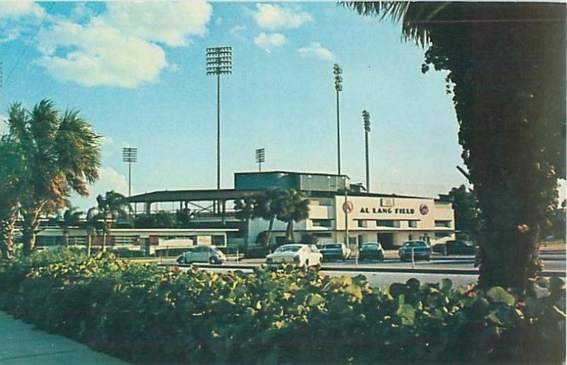 St Petersburg FL Al Lang Field, Home of Cardinals, Mets Vintage Chrome Postcard