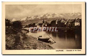 Old Postcard Dauphine Grenoble and the Alps
