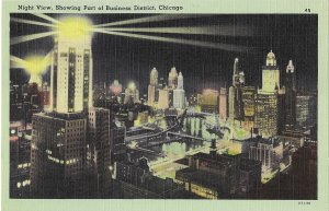 Night View Chicago Illinois Business District La Salle-Wacker Building Light