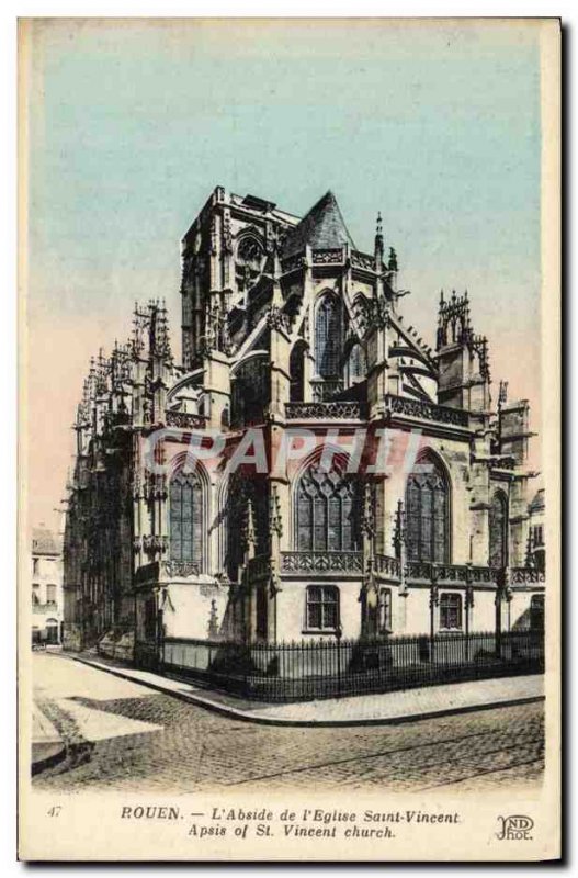 Old Postcard Rouen The Apse of the Church of Saint Vincent