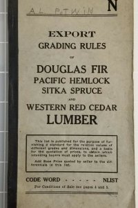 Export Grading Rules N for Lumber 1929 Edition Pacific Northwest