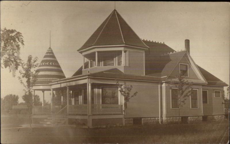 Beautiful Home - 1909 Ellinwood Kansas Written on Back RPPC - Architecture