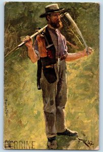 Oilette Tuck Postcard Perrine German Peasant Life The Harvester 1915 Antique
