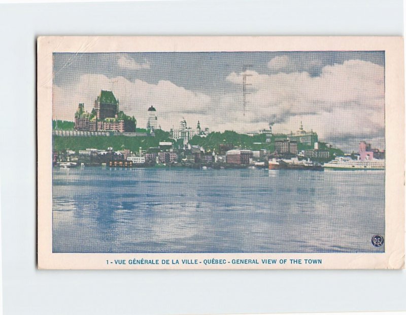Postcard General View Of The Town, Quebec City, Canada