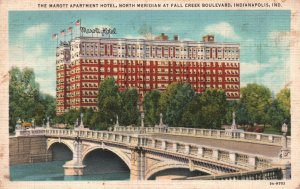 Vintage Postcard 1937 The Marott Apartment Hotel Fall Creek Indianapolis IND