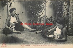Indochine, Vietnam, Tonkin, Woman Smoking Kedillot, Commune Pipe