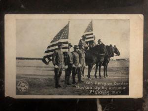 Mint USA RPPC Postcard Old Glory On Border Backed Up By 200000 Fighting Men