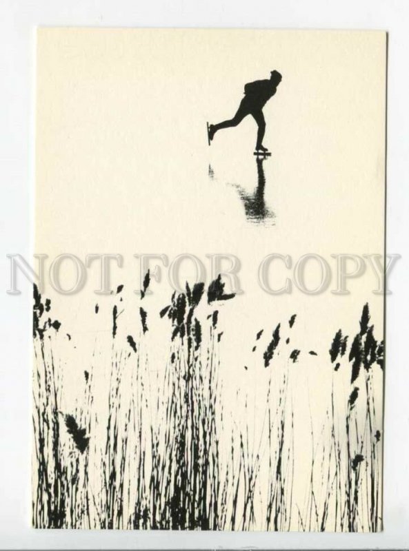 3165058 Silhouette SKATING by Aart KLEIN old postcard