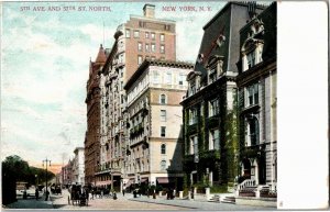 5th Avenue and 57th St. North New York NY Undivided Back Vintage Postcard E72