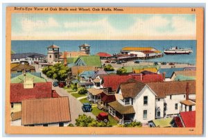 c1950's Bird's Eye View of Oak Bluffs and Wharf Oak Bluffs MA Postcard